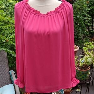 Talbots Fuchsia Ruffle Blouse
